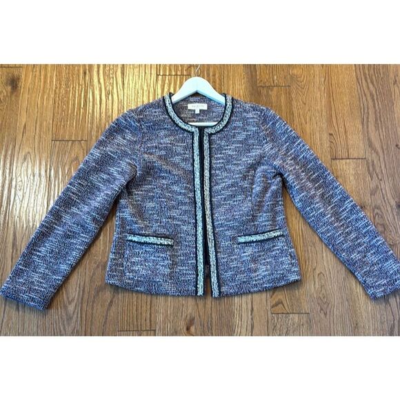Talbots tweed blue and red open blazer jacket size small - Picture 2 of 9